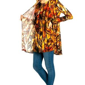 NEW Azules Small Printed Open Cardigan Long Sleeve Casual Dinner Jacket